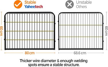 Вольєр для собак Yaheetech з 8 секцій, 80x80 см - вольєр для цуценят, переносний загон для тварин, з дверцятами для дому та саду
