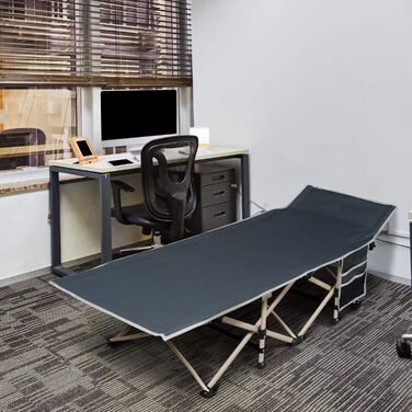 Ліжко складане Yaheetech для кемпінгу, гостьове, сіре 186x66x52 см, вантажопідйомність до 150 кг з сумкою для транспортування