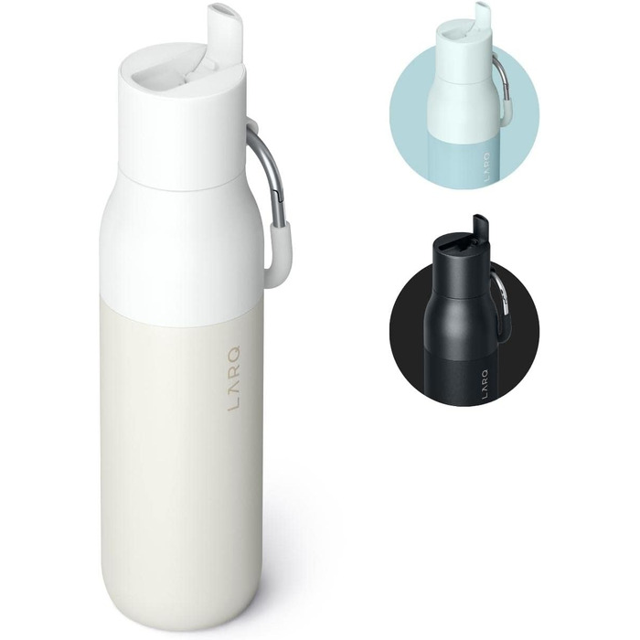 LARQ Bottle Flip Top 500ml - Insulated Stainless Steel Water Bottle with Straw | Reusable Water Bottle for Sports, Gym, and Travel | Keeps Drinks Cold, (740 ml, Granite White)