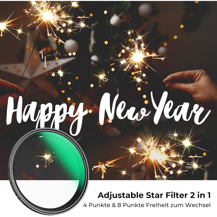 Фільтр-зірка K&F CONCEPT 52mm з 4/8 променями для ефектів зіркового світла (Nano-Klear)