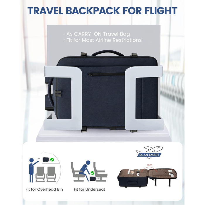 LOVEVOOK Рюкзак-валіза для ручної поклажі, 40L, для ноутбука 17,3