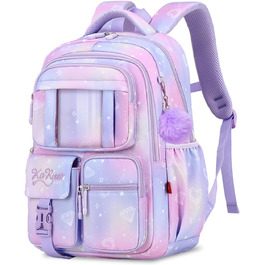 Рюкзак для дівчинки Tanou, 1-4 клас, дитячий шкільний рюкзак, водонепроникний, фіолетовий