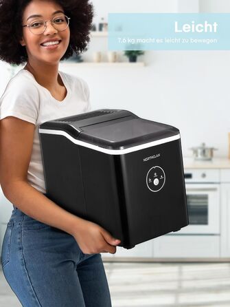 2024 Ice Maker Winner - 14kg Capacity, Fast Ice Production, Quiet Operation, 120W with Scoop & Basket - Compact Ice Maker for Home & Office (Black)