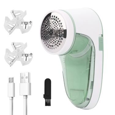 Електричний видалення ворсу для одягу та вовни з USB-кабелем та 2 змінними лезами (зелений)