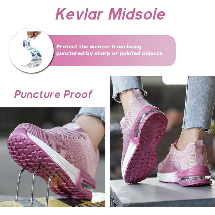 Легкі робочі черевики для чоловіків та жінок. Безпечні черевики з металевим носком, спортивного стилю, антиковзаючі, дихаючі. Робочі черевики (37 EU, фіолетовий)