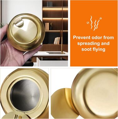 Попільничка з кришкою з нержавіючої сталі Golden S-Gold (S-Gold)