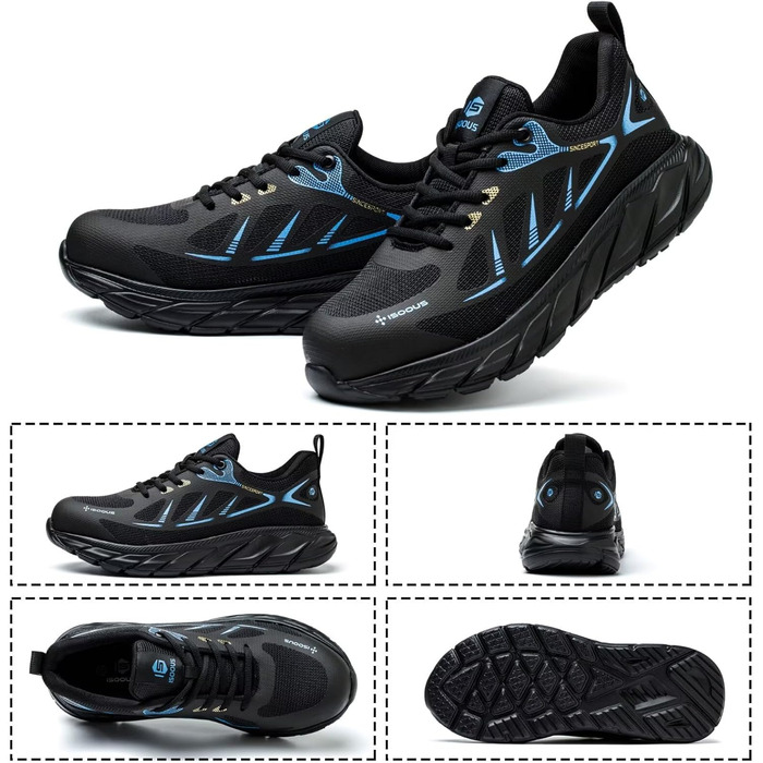 Черевики робочі чоловічі/жіночі ISOOUS з металевим підноском, спортивні, антиковзаючі, дихаючі, захисні (37 EU, блакитні)