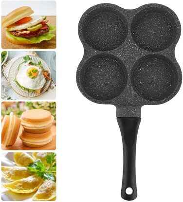 Dekaim Non-Stick Frying Pan, Anti-Stick Aluminum Pan for Breakfast, Pancake Pan, Fried Egg Pan, 4-Hole Pancake Pan Omelet Egg Pan Skillet Breakfast Maker Kitchen Gadget