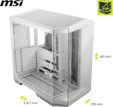 Корпус ПК MSI MAG PANO 100L PZ WHITE ATX з підтримкою GPU-стійкою, індикатором рівня заповнення, фільтрами від пилу та USB Type-C (20Gbps)