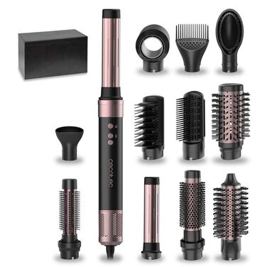 Фен-щітка Cecotec AirGlam Blue 12in1: 12 насадок, Coanda CeramicCare, 1400W, без пуху та пера