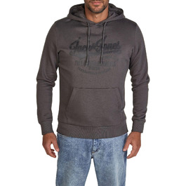 Чоловічий худі Jack & Jones Regular Fit JJEADRIAN з каптуром та принтом, колір Asphalt
