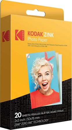 KODAK Step Slim: Портативна камера миттєвого друку - фотографії на плівці 2x3”, підключення Bluetooth, сумісна з iOS та Android, білий (стартовий набір)