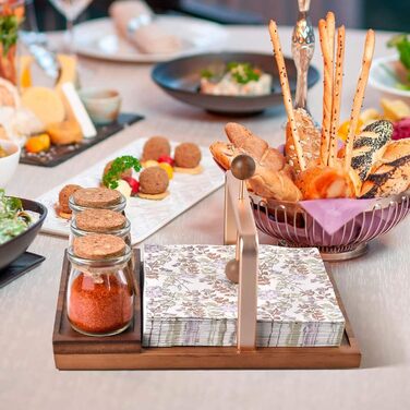Napkin Holder, Wooden Napkin Holder for Table, Rustic Napkin Holder for Paper Napkins, Flat Napkin Holder with Salt and Pepper for Bar, Kitchen, and Dining Room Décor