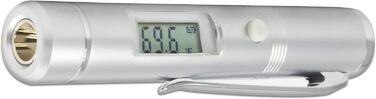 TFA Dostmann Flash Pen Infrared Thermometer, contactless measurement, versatile, robust metal housing, silver, L 19 x W 87 x H 15 mm