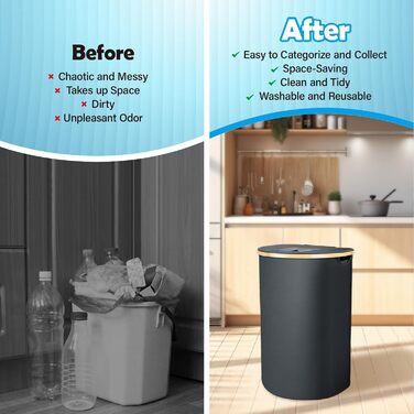Deposit bottle collection container with lid & 2 removable carry bags, large deposit bottle storage, container for empties & glass recycling, kitchen pantry bottle bag (100L)