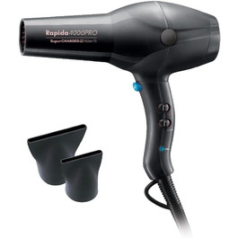 Фен Diva Styling Rapida 4000 Pro - Професійний чорний фен з AC-мотором, 4 режими нагріву та 2 швидкості, Cool Shot