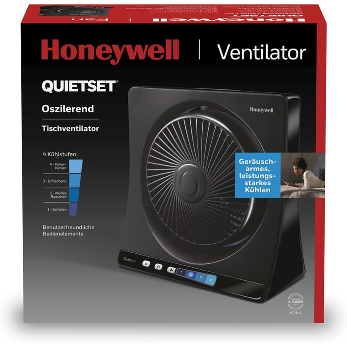 Вентилятор Honeywell QuietSet Tower HT354 - Турбо вентилятор для дому, 5 швидкостей, осциляція 80°, таймер, пульт ДК