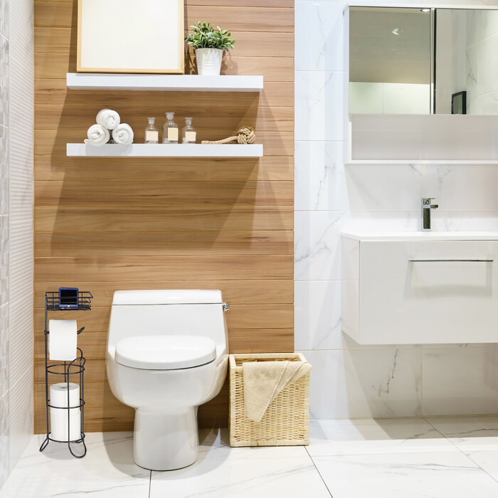 Relaxdays Black Standing Toilet Paper Holder