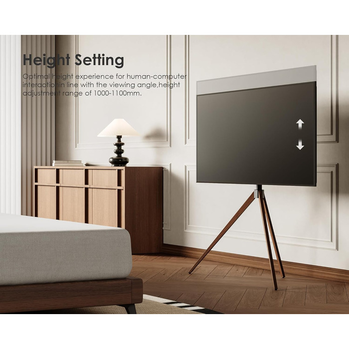 Підставка для телевізора FITUEYES 43-65 дюймів, настільна, регульована висота, чорна