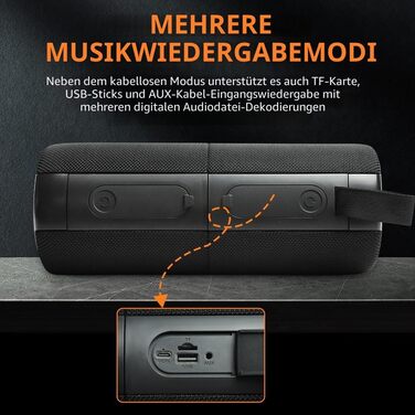 CYBORIS Bluetooth колонка 2-в-1 40W, водонепроникна, з басами, RGB підсвіткою, до 24 год роботи, для дому/вулиці/подорожей