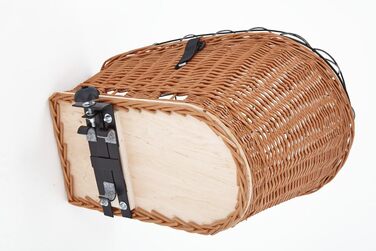 Кошик для велосипеда Tigana для собак з ротангу, 60 x 39 см, сітчастий, задній багажник, XL + подушка + дерево