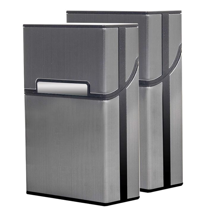 Металеве екіперовочка для сигарет на 20 сигарет, рожеве золото, сірий (2 шт.)