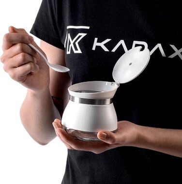 Цукорниця KADAX з ложкою, 270мл, контейнер для цукру з порошковим покриттям, 9x9см, цукрониця в 2 кольорах, дозатор для спецій з кришкою для чаю, цукру (білий)