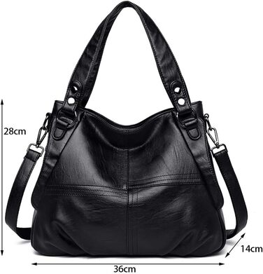 Жіноча сумка-шопер велика шкіряна чорна через плече Hobo Bag Damen - оригінал