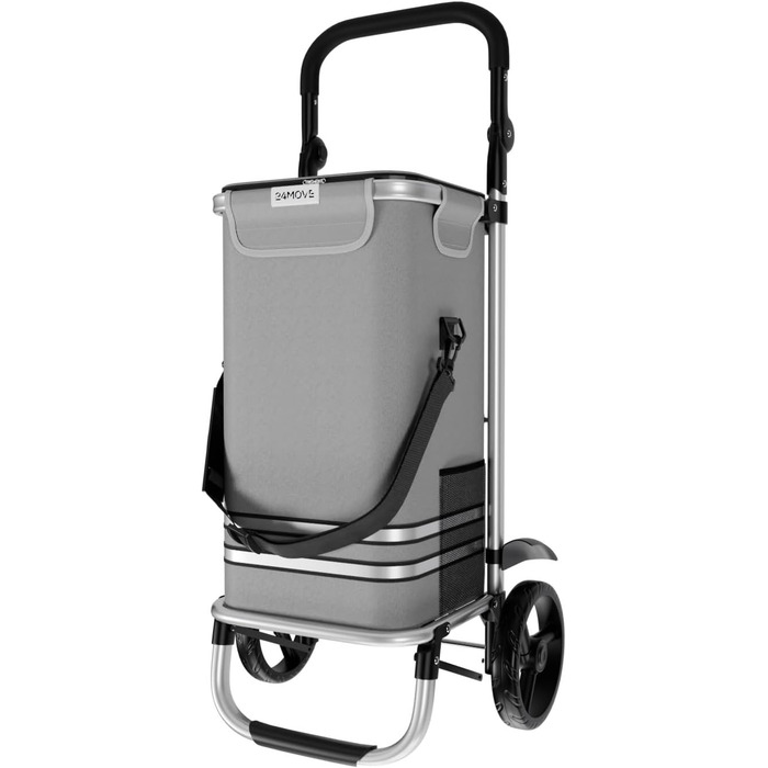 Тролей для покупок 24MOVE® Vehlo: складаний, 55л, з відділенням для охолодження, 3в1 (сумка, візок, сак-воза), до 30кг, сірий