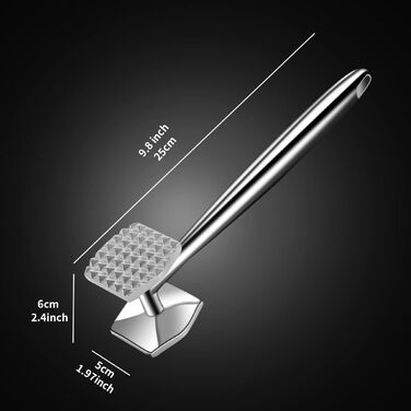 Молоток для м'яса Fleischhämmer з нержавіючої сталі, подвійний, для шніцелів, котлет, стейків – ніж для розм'якшення м'яса