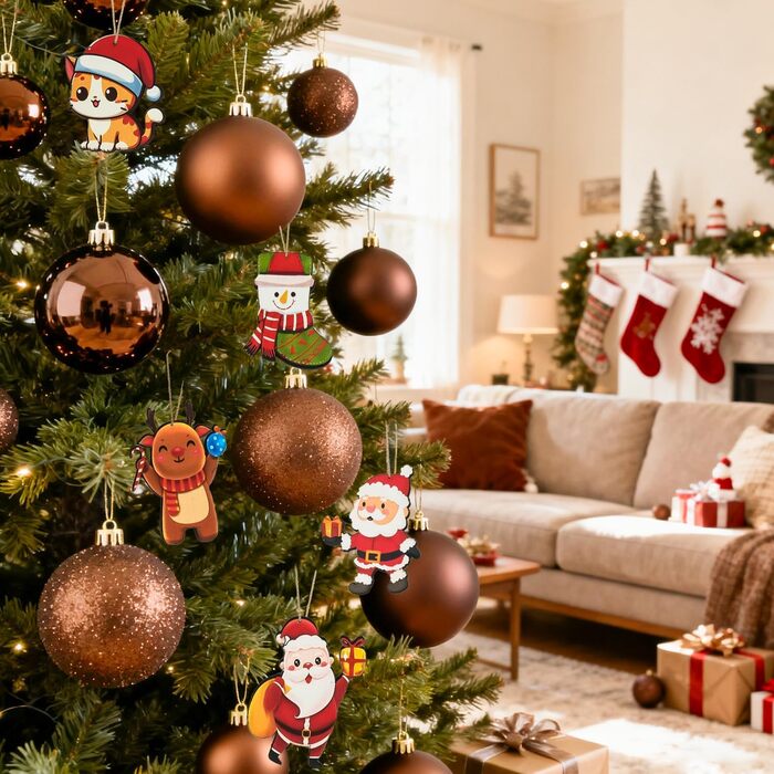 Набір прикрас на ялинку 101 шт. Пластикові кулі Рожеве золото Матові, Блискучі, з Гліттером, Ялинкові стрічки, Декор для дому та свят