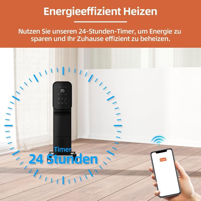 Масляний радіатор SHX 2000W з Wi-Fi, 3 режими, таймер 24г, термостат, Boost, до 40 м²