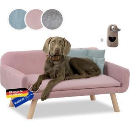 Диванчик для собак Chicago | Водостійкий лежак для собак маленьких та середніх порід | Макс. вага 50 кг | З міцної деревини | Виготовлено в ЄС | Розміри: 103x57x50 см | Сумка для відходів (рожева)