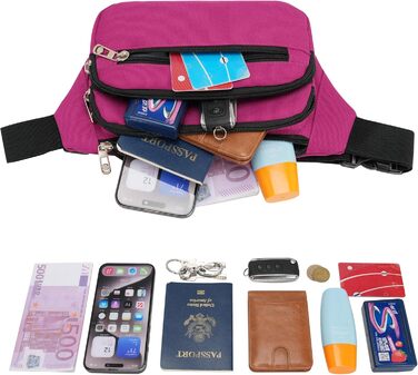 Поясна сумка на пояс, унісекс, сучасна, для подорожей, прогулянок, собак, чоловіча та жіноча (Рожево-червоний)