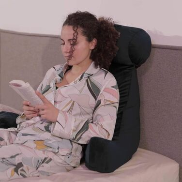 Подушка для читання Bananair - м'яка та комфортна, з підлокотниками та ергономічною спинкою (чорна)