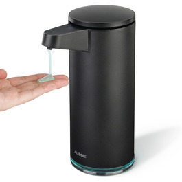 AIKE 380ml Automatic Touchless Soap Dispenser, USB Rechargeable, Matte Black Stainless Steel Soap Dispenser for Bathroom & Kitchen, Model AK1333S