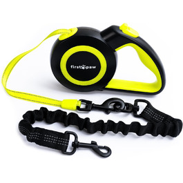 Висувна поводок для собак Rollleine 5м з функцією зупинки - зручний поводок для прогулянок - для собак маленьких порід та середніх до 20кг - жовтий