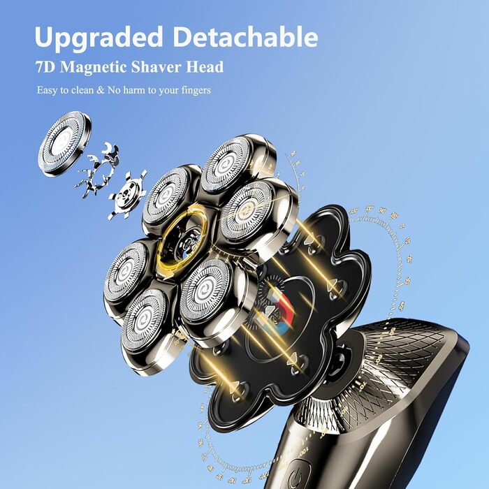 Електричний гоління для голови та бороди LOEVERY з магнітною насадкою 7D, чоловічий, IPX7, LED дисплей, срібний