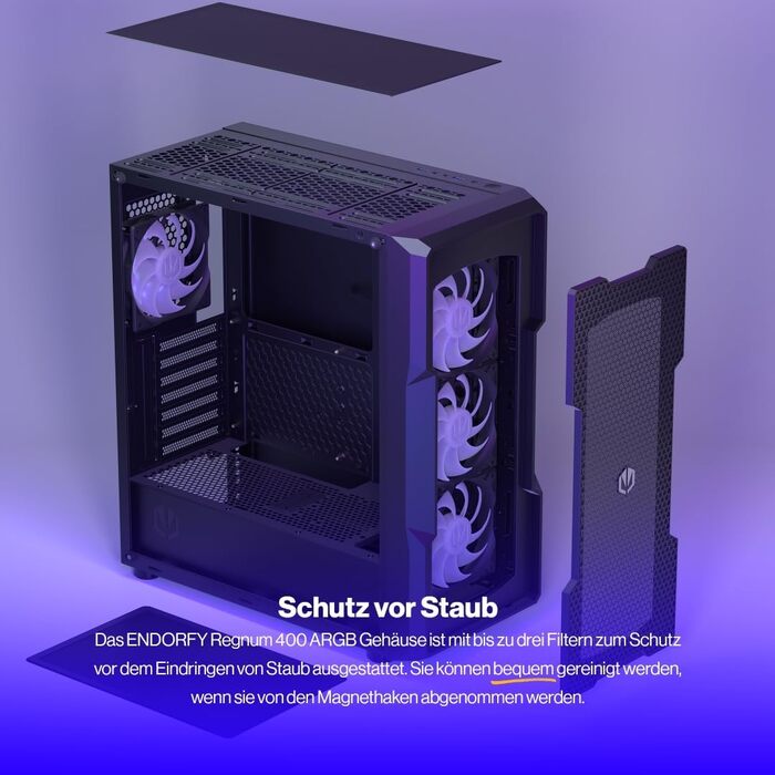 Корпус для ПК Endorfy Regnum 400 Air ATX, загартоване скло, 4x120мм ARGB вентилятори