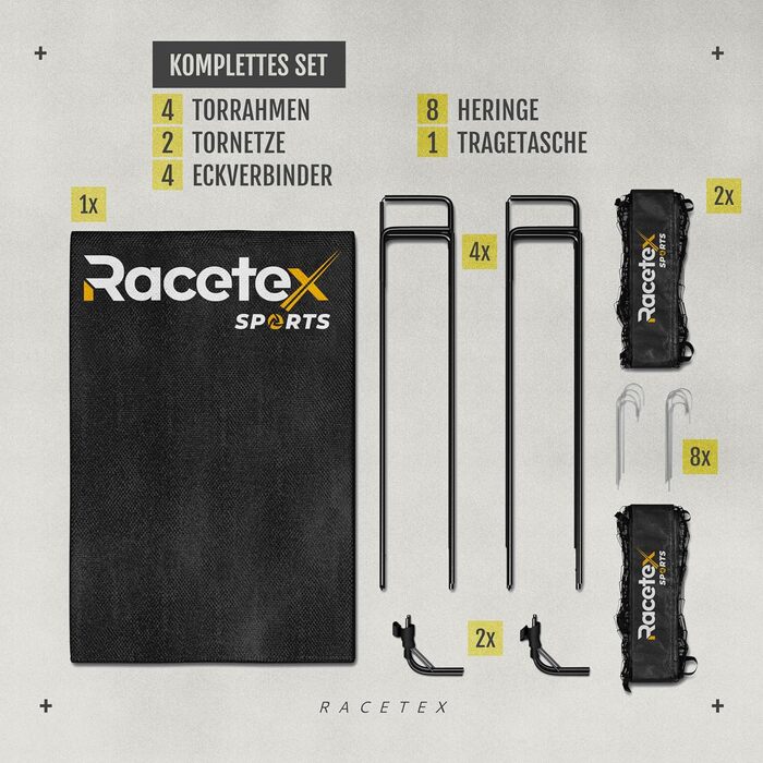 Набір дитячих футбольних воріт Racetex 2 шт. - ворітця для футболу з сумкою для транспортування, посилені штанги з скловолокна, чорний колір