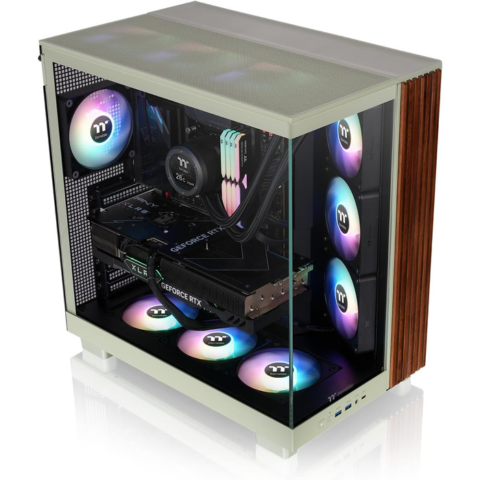 Корпус Thermaltake TG ARGB ATX Mid-Tower View 380 XL Wood (Matcha Green) з 4 вентиляторами ARGB, USB-C, підтримка радіатора 360mm