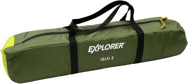 Намет кемпінговий EXPLORER Iglu 2-3 особи, двошаровий, купольний, з козирком, водонепроникність 2000 мм, зелений