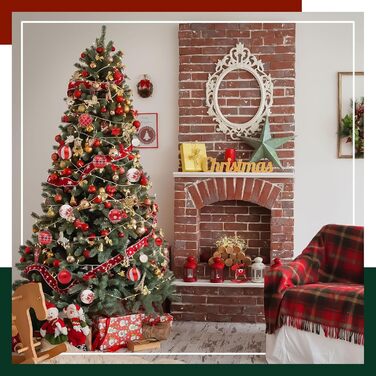 Набір прикрас для ялинки Robofun 44 шт. Червоні та золоті кульки для ялинки, міцні та безпечні, пластикові, для дому та вулиці