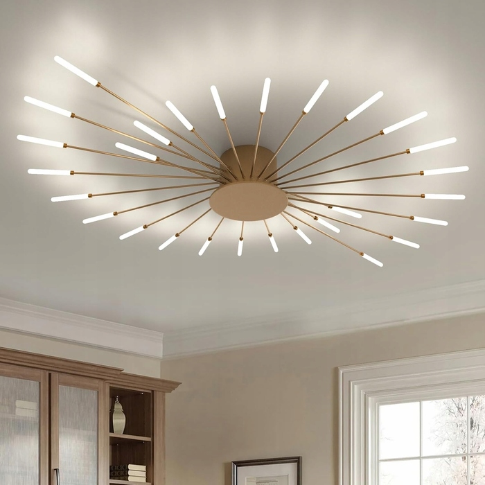 Сучасна золота люстра-підвіс LED для вітальні, 4500K, 28W