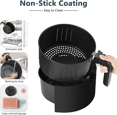 Фритюрниця LLIVEKIT з 2 камерами, 4.5L+4.5L, Airfryer 9-в-1, без олії, з сенсорним екраном, таймером