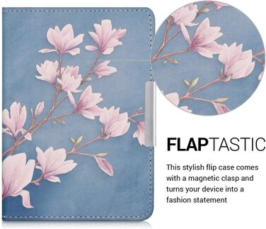 Чохол-книжка kwmobile для Tolino Shine 2 HD - квітковий принт (Pusteblume Love, білий, чорний)