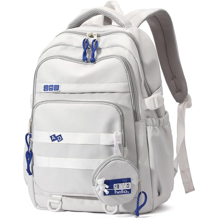 Шкільний рюкзак для дівчаток-підлітків, водонепроникний, легкий, великого об'єму, модний рюкзак для школи або подорожей (світло-сірий)