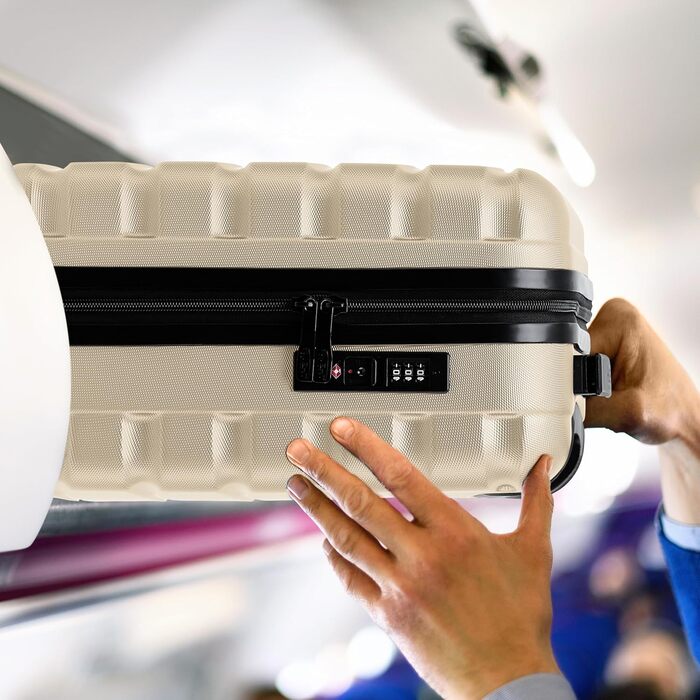 Чоткий валіза Flight Knight на 4 колесах, жорсткий корпус, ручна поклажа, сумісний з авіакомпаніями (British Airways, EasyJet), розмір 56x45x25 см (TSA)