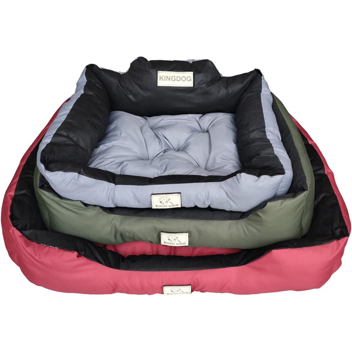 Ліжко для собак та котів KingDog з двома подушками, зручний кошик для домашніх тварин, миється, водонепроникний PVC, розмір M (75x65 см), чорний колір