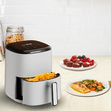 Аерофритюрниця Tefal Easy Fry Compact 3 л, 10 програм, сенсорне управління, антипригарне покриття, енергозберігаюча, світло-сіра